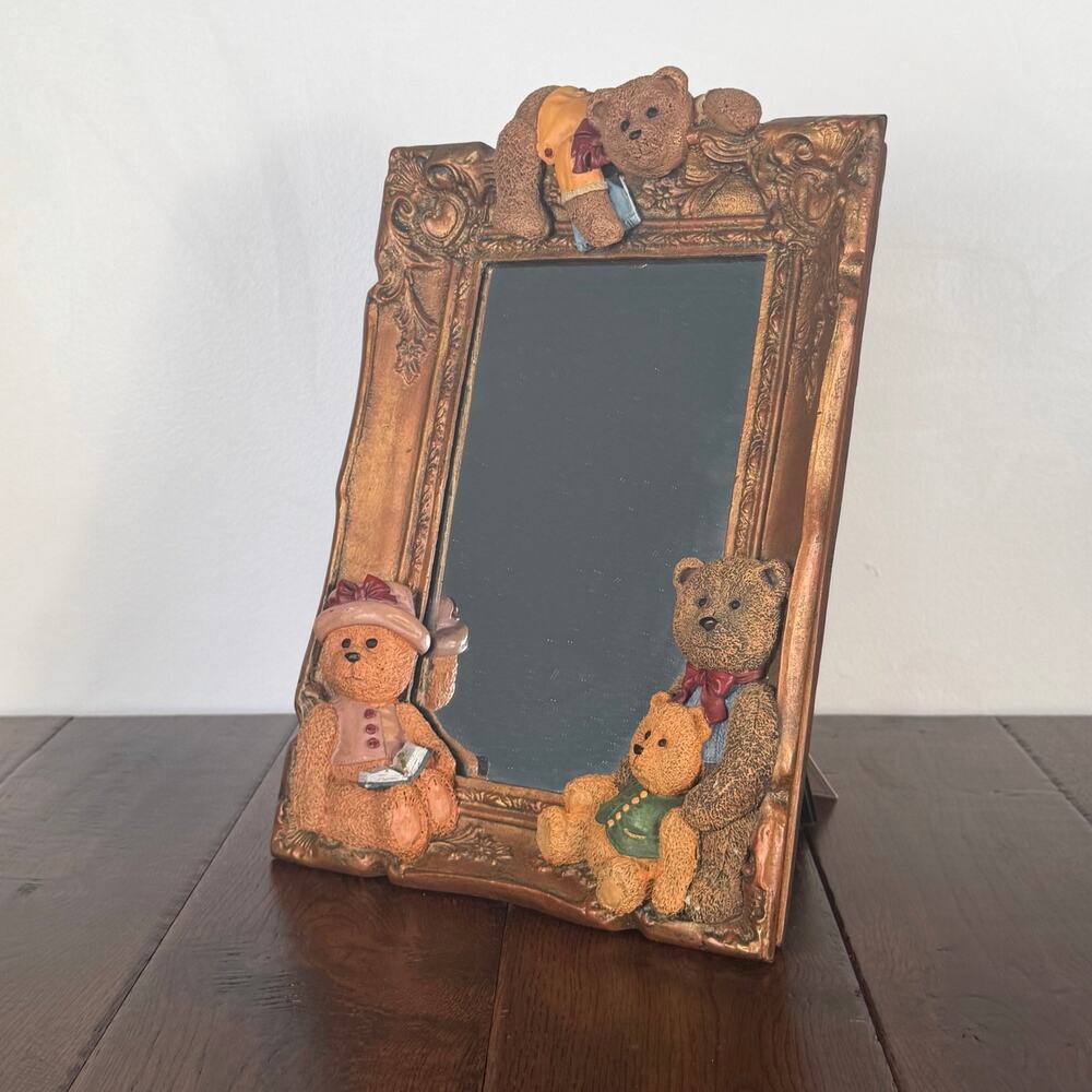 Vintage 1996 Figi Graphics Teddy Bear Resin Mirror – 3D Bear Whimsical Decor
